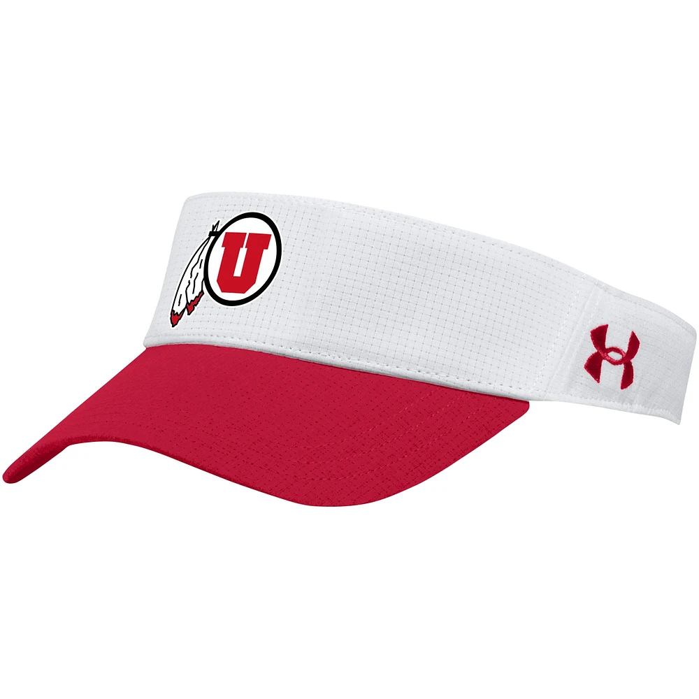 Visière réglable Performance avec logo Utah Utes blanc Under Armour pour hommes