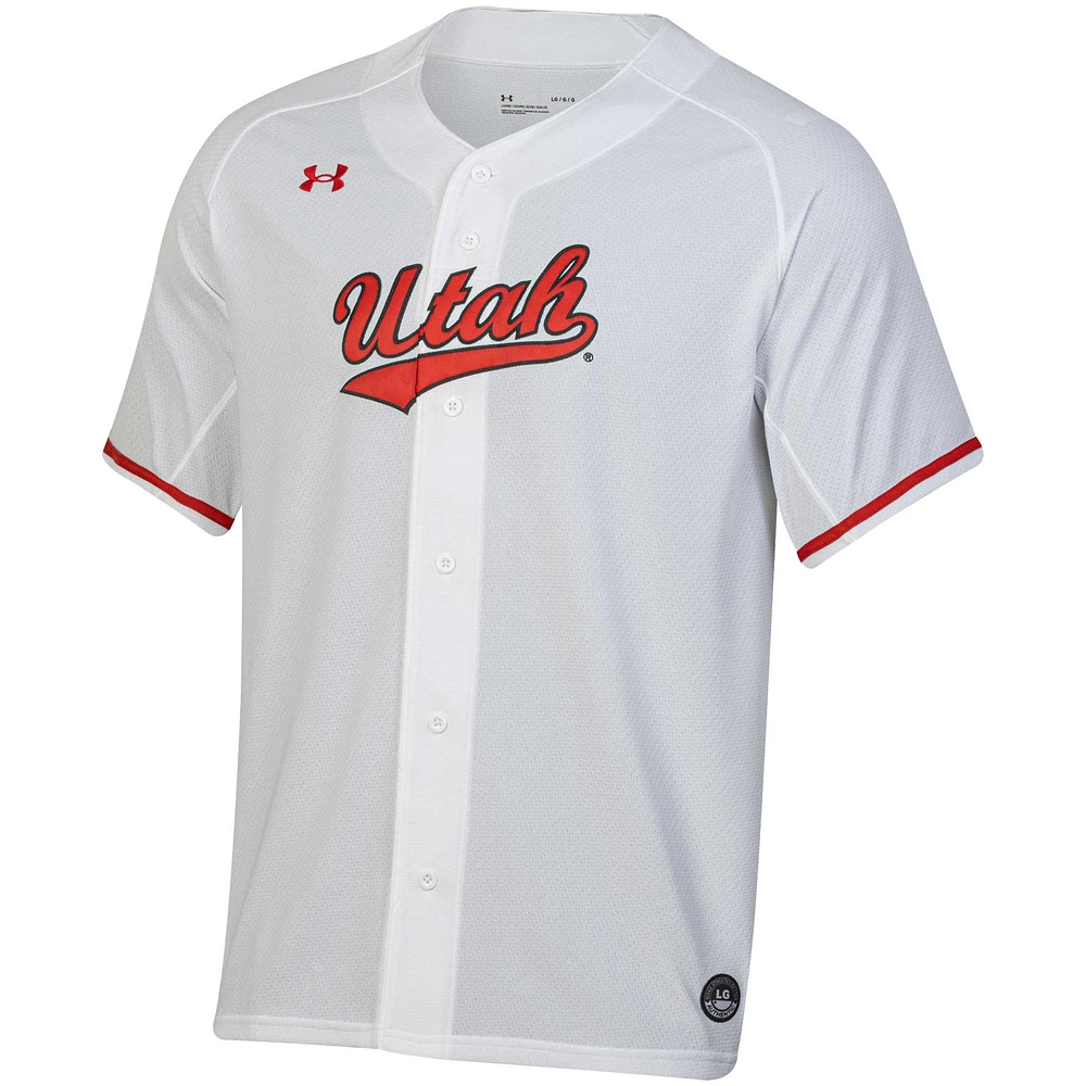 Maillot de baseball Under Armour Utah Utes Replica pour hommes, blanc