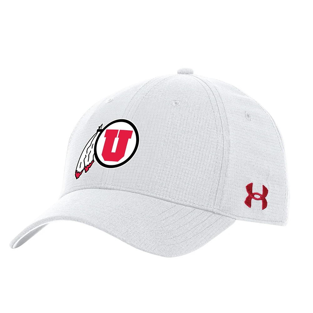 Casquette ajustable Sideline Performance blanche Under Armour pour homme Utah Utes