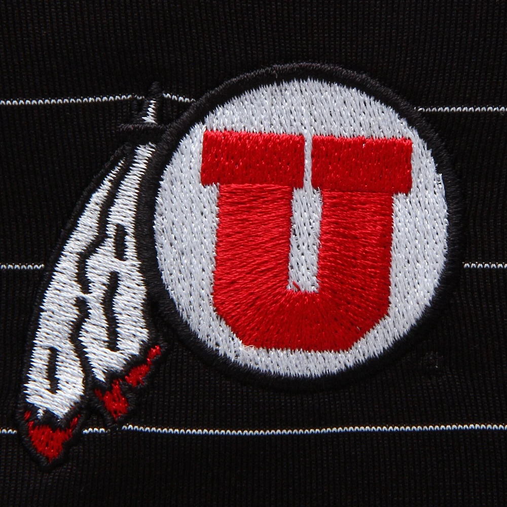 Men's Utah Utes Cutter & Buck Black Franklin Stripe DryTec Polo