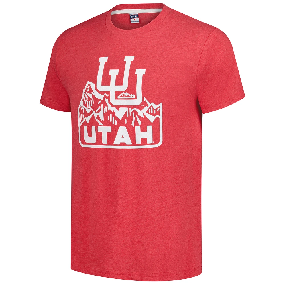 Unisex Charlie Hustle  Red Utah Utes Mountain Monogram Tri-Blend T-Shirt