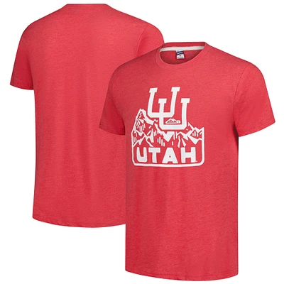 Unisex Charlie Hustle  Red Utah Utes Mountain Monogram Tri-Blend T-Shirt