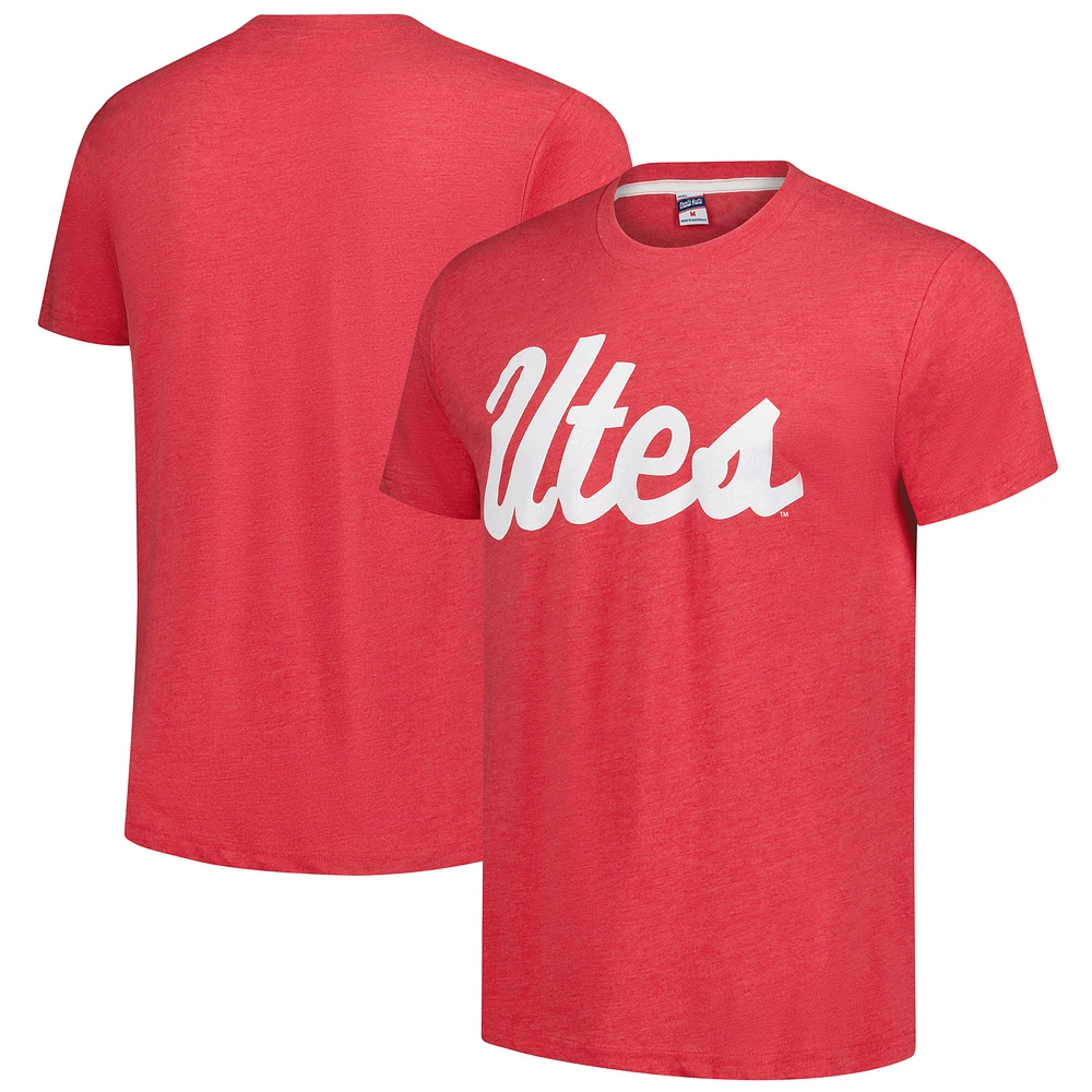 Unisex Charlie Hustle  Red Utah Utes Script Tri-Blend T-Shirt