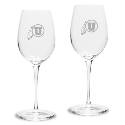 Utah Utes 2-Piece 12oz. Luigi Bormioli Titanium White Wine Glass Set