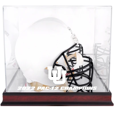 Utah Utes 2022 PAC-12 Football Conference Champions Mahogany Helmet Logo Display Case