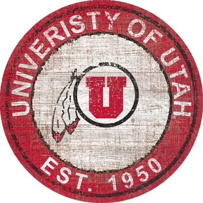 Utah Utes 24'' Round Heritage Logo Sign
