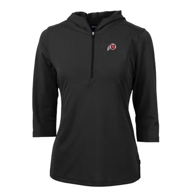 Utah Utes Cutter & Buck Women's Virtue Eco Pique Half-Zip 3/4 Sleeve Pullover Hoodie