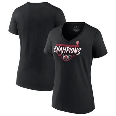 Utah Utes Fanatics Branded Women's 2023 PAC-12 Basketball Regular Season Champions V-Neck T-Shirt - Black
