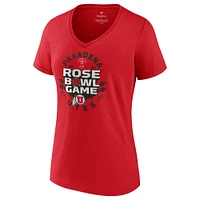 T-shirt à col en V Fanatics Red Utah Utes 2022 Rose Bowl Bound Whistle pour femmes