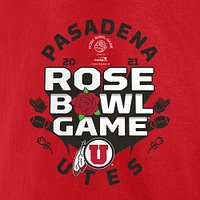 T-shirt à col en V Fanatics Red Utah Utes 2022 Rose Bowl Bound Whistle pour femmes