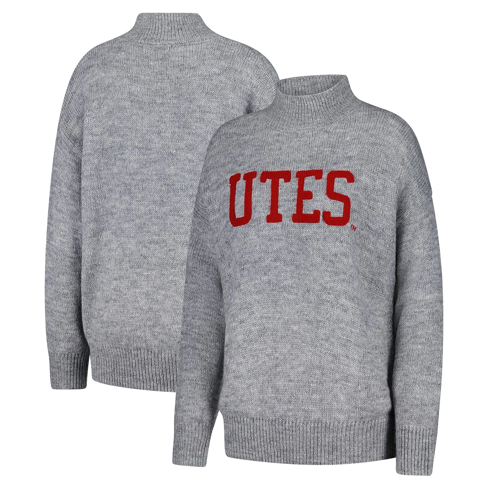 Women's Gameday Social  Gray Utah Utes Oversized Varsity Sweater