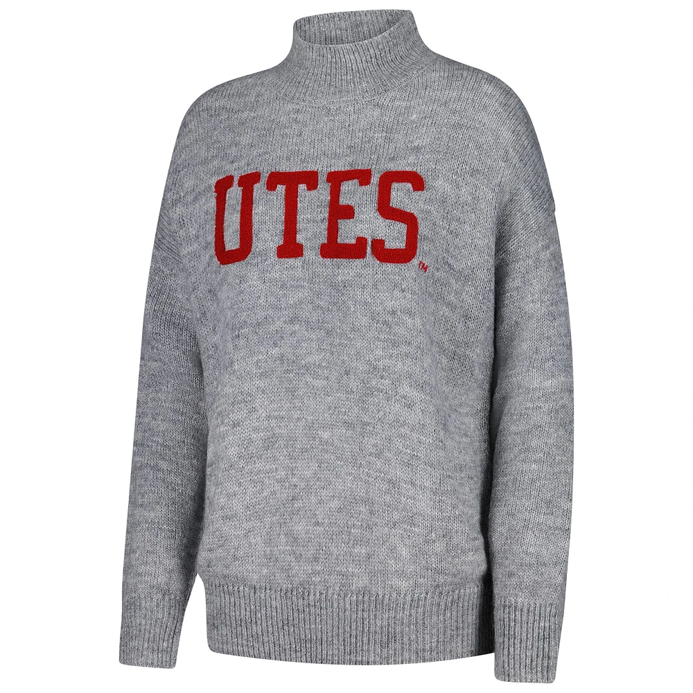 Women's Gameday Social  Gray Utah Utes Oversized Varsity Sweater