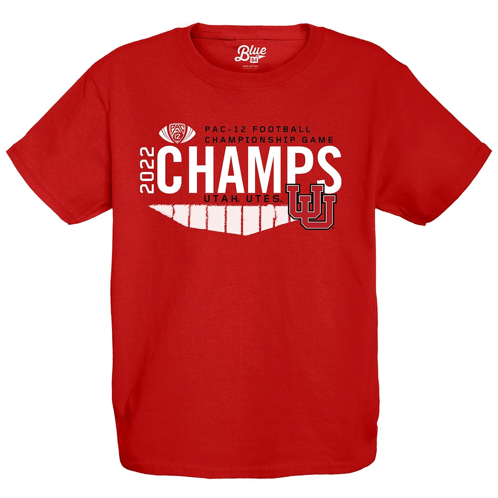 Youth Blue 84 Red Utah Utes 2022 PAC-12 Football Conference Champions Locker Room T-Shirt