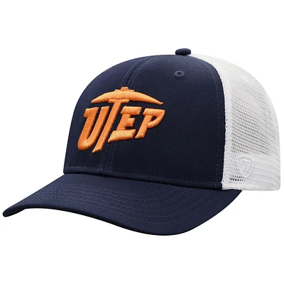 Casquette de camionneur ajustable Top of the World pour homme, bleu marine/blanc, UTEP Miners Victory Baseline