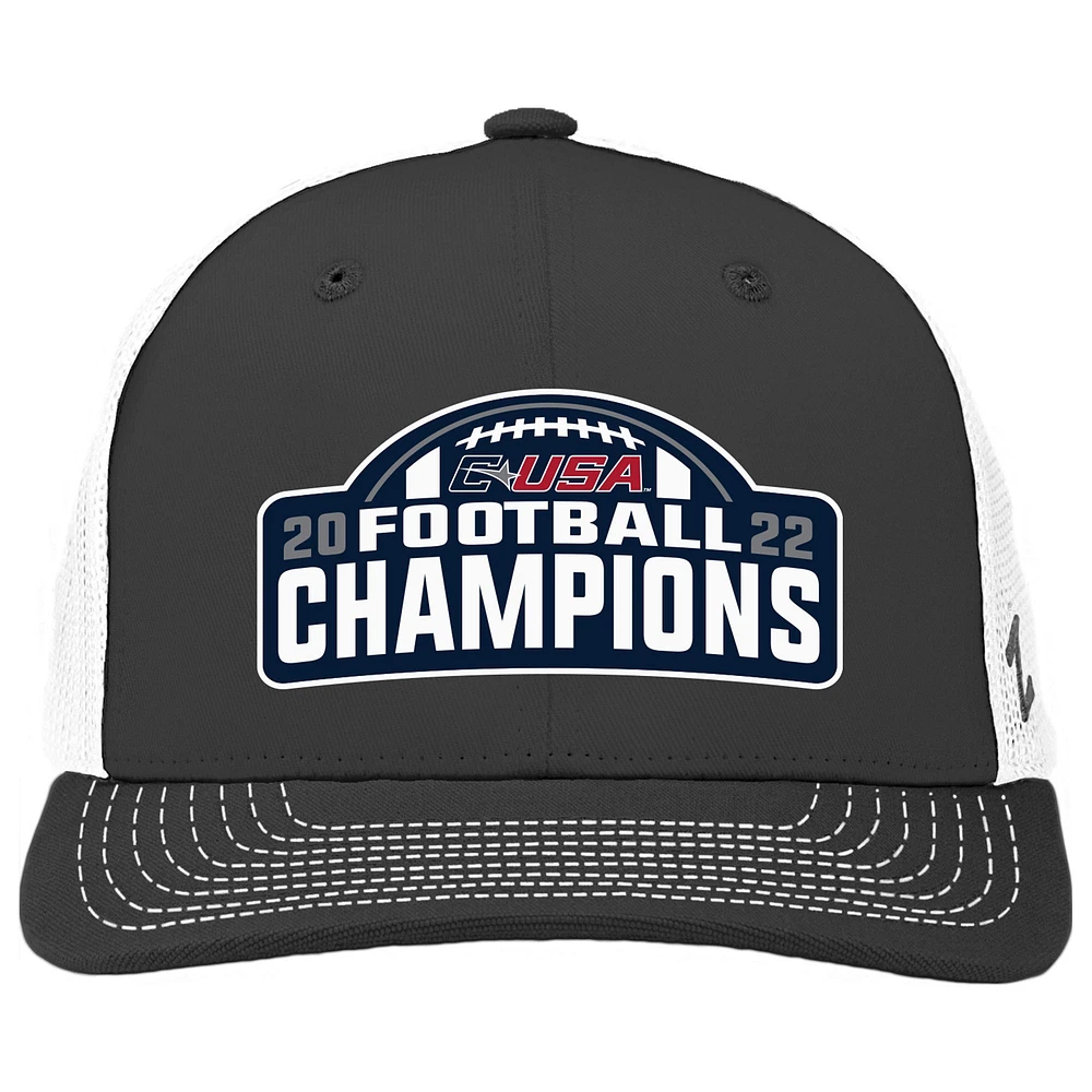 Men's Zephyr Charcoal/White Texas San Antonio Roadrunners 2022 CUSA Conference Champions  Locker Room Adjustable Trucker Hat