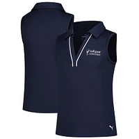 Girl's Youth Puma  Navy Valspar Championship Piped Cloudspun Sleeveless Polo