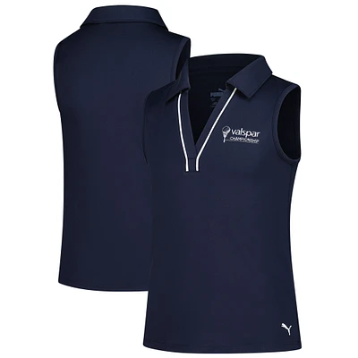 Girl's Youth Puma  Navy Valspar Championship Piped Cloudspun Sleeveless Polo