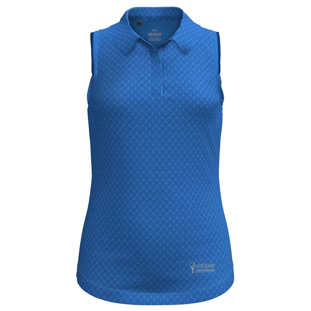 Girls Youth Under Armour Royal Valspar Championship Micro Print Sleeveless Polo