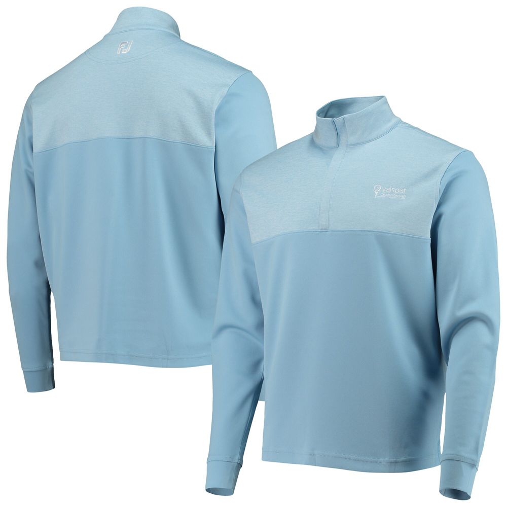 Men's FootJoy Light Blue 2022 Valspar Championship Heather Yoke Half-Zip Pullover Sweatshirt