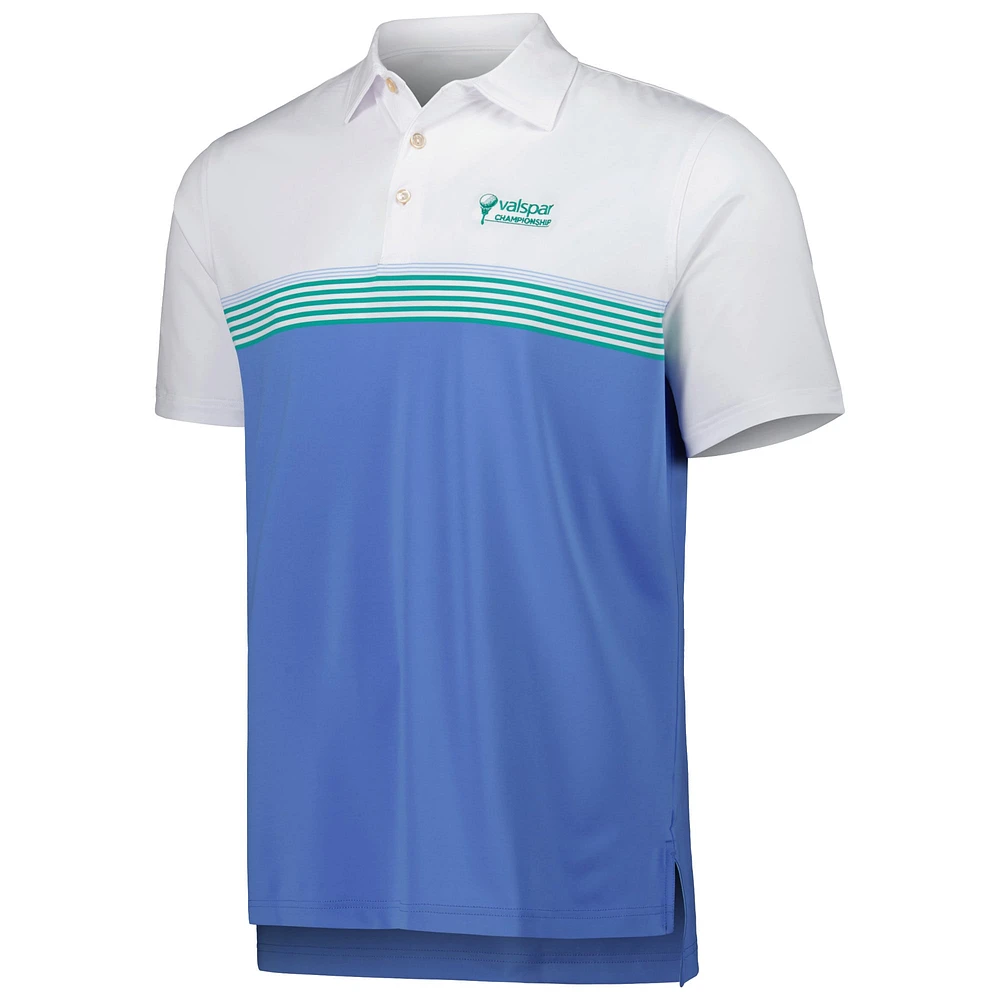 Polo en jersey Harris Performance Peter Millar Championship Valspar blanc/bleu clair pour homme