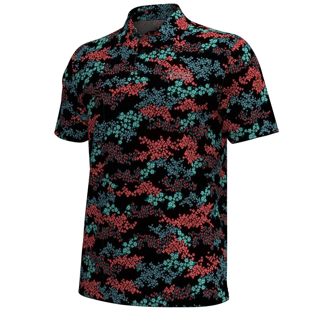 Polo noir à imprimé azalea Under Armour Valspar Championship Playoff 3.0 pour hommes