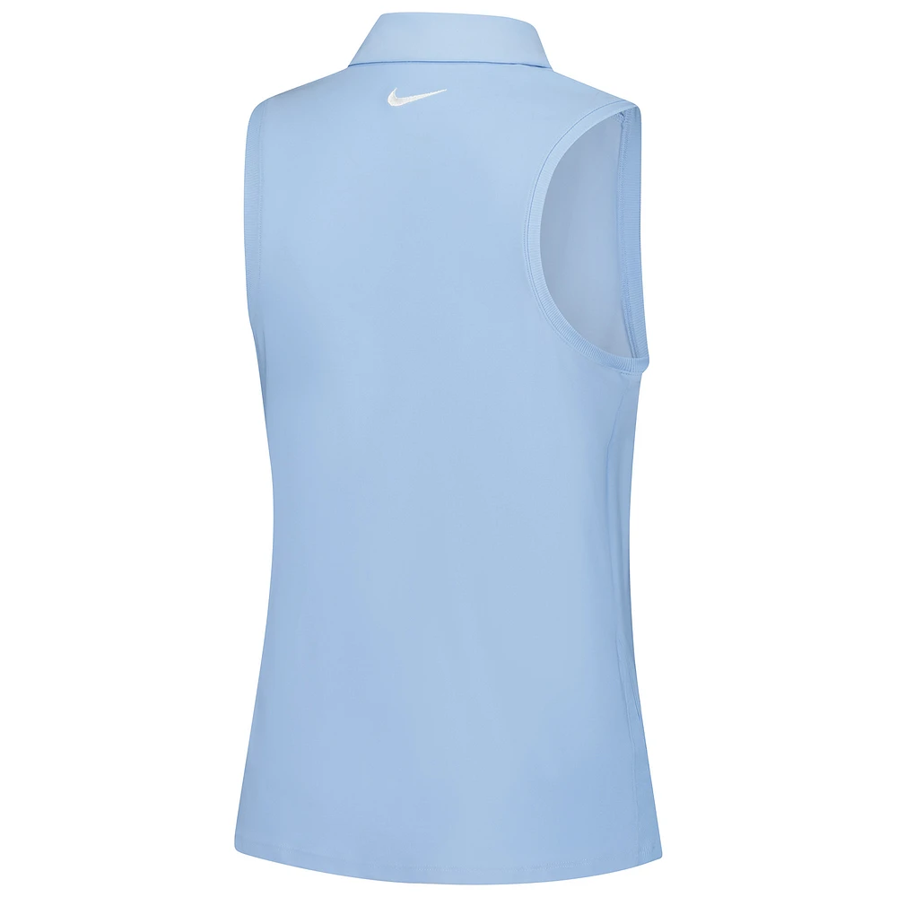 Polo Nike bleu clair Valspar Championship Victory sans manches Performance pour femme
