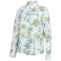 Women's Puma  White Valspar Championship You-V Lily Floral Quarter-Zip Pullover