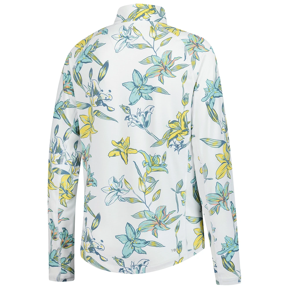 Women's Puma  White Valspar Championship You-V Lily Floral Quarter-Zip Pullover