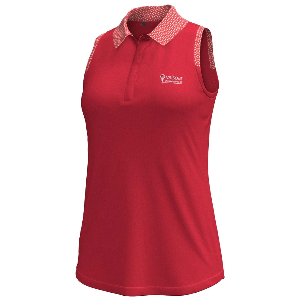 Women's Under Armour Red Valspar Championship Playoff 3.0 Grooves Print Sleeveless Polo