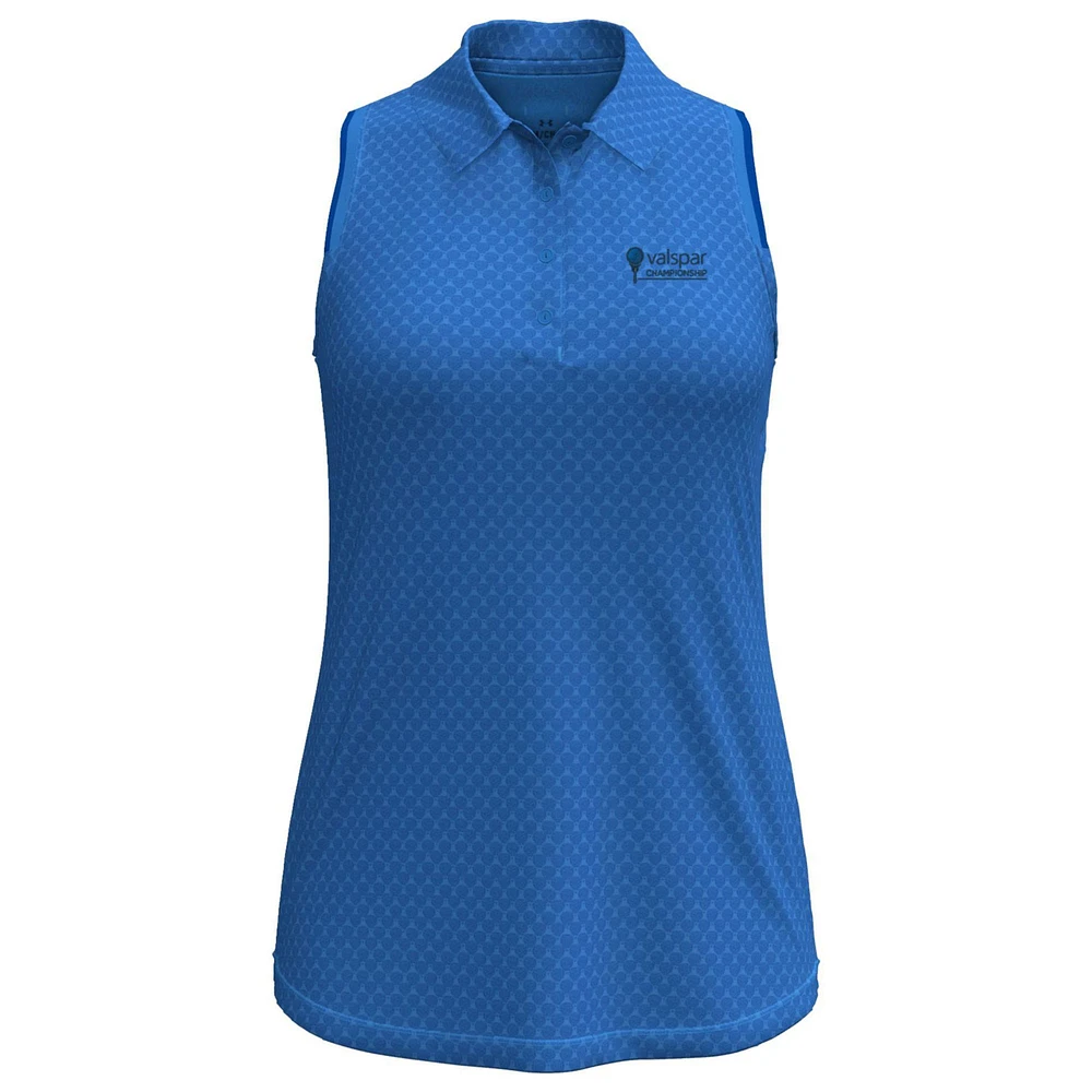 Polo sans manches imprimé ballons Under Armour Royal Valspar Championship Playoff 3.0 pour femme