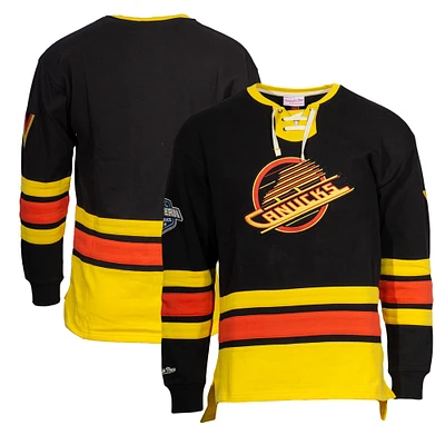Mitchell & Ness  Black Vancouver Canucks Heritage Lace-Up Pullover Sweatshirt