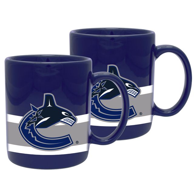 Blue Vancouver Canucks 2-Pack 11oz. Ensemble de tasses en céramique à rayures