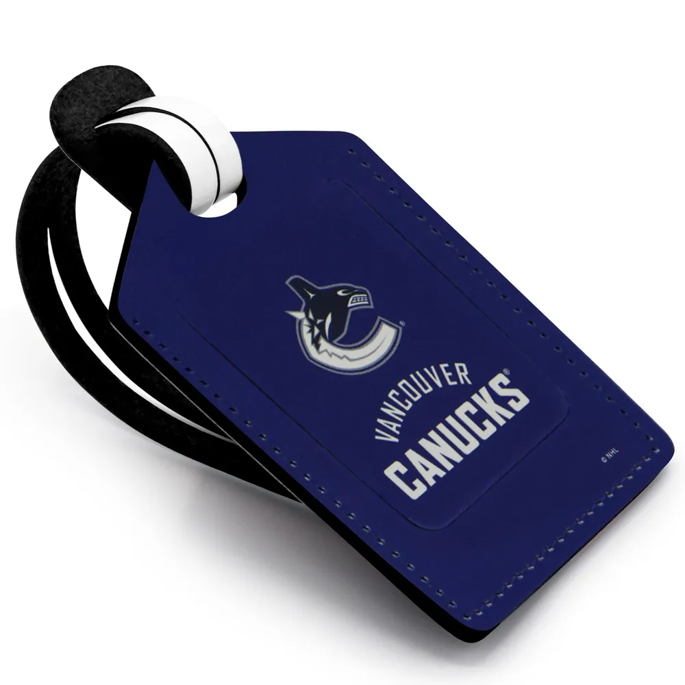 Étiquette de bagage en cuir personnalisée Vancouver Canucks bleu