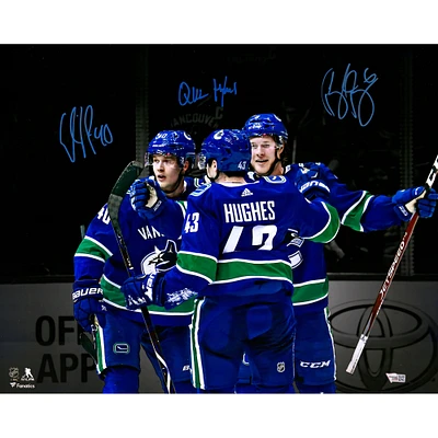 Brock Boeser Elias Pettersson & Quinn Hughes Vancouver Canucks Multi-Signed 16" x 20" Spotlight Photograph