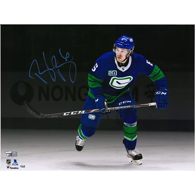 Brock Boeser Vancouver Canucks Autographed 11" x 14" Blue Alternate Jersey Skating Spotlight Photograph - Limited Edition of 20