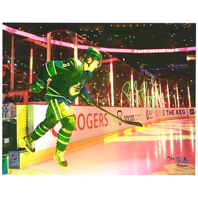 Brock Boeser Vancouver Canucks Autographed 11" x 14" Blue Jersey Stepping on Ice Photograph - Limited Edition of 22