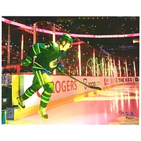 Brock Boeser Vancouver Canucks Autographed 11" x 14" Blue Jersey Stepping on Ice Photograph - Limited Edition of 22