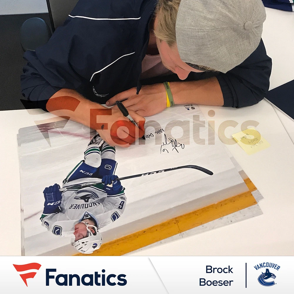 Brock Boeser Vancouver Canucks Autographed 16" x 20" NHL Debut Skating Photograph with "NHL Debut 3/25/17" Inscription