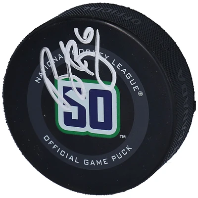 Brock Boeser Vancouver Canucks Autographed 50th Anniversary Season Official Game Puck