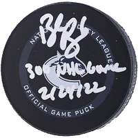 Brock Boeser Vancouver Canucks Autographed Official Game Puck with "300th NHL Game 2/24/22" Inscription