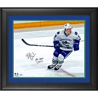 Brock Boeser Vancouver Canucks Framed Autographed 16" x 20" NHL Debut Skating Photograph with "NHL Debut 3/25/17" Inscription