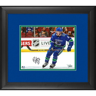 Brock Boeser Vancouver Canucks Framed Autographed 8" x 10" Blue Jersey Horizontal Skating Photograph