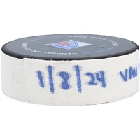 Brock Boeser Vancouver Canucks Game-Used Goal Puck vs. New York Rangers on January 8, 2024 