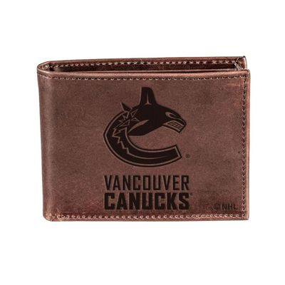 Brown Vancouver Canucks Bifold Leather Wallet