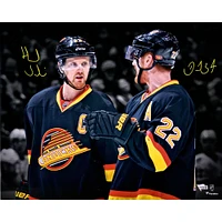 Daniel Sedin and Henrik Sedin Vancouver Canucks Autographed 16" x 20" Throwback Jersey Spotlight Photograph