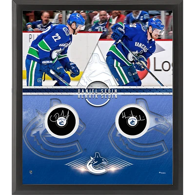 Daniel Sedin & Henrik Sedin Vancouver Canucks Framed Autographed Hockey Puck Shadowbox with Official Game Pucks