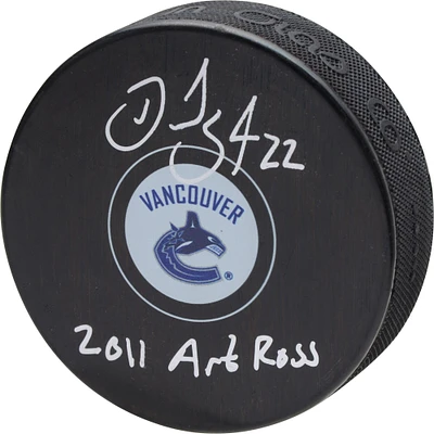 Daniel Sedin Vancouver Canucks Autographed Hockey Puck with "2011 Art Ross" Inscription