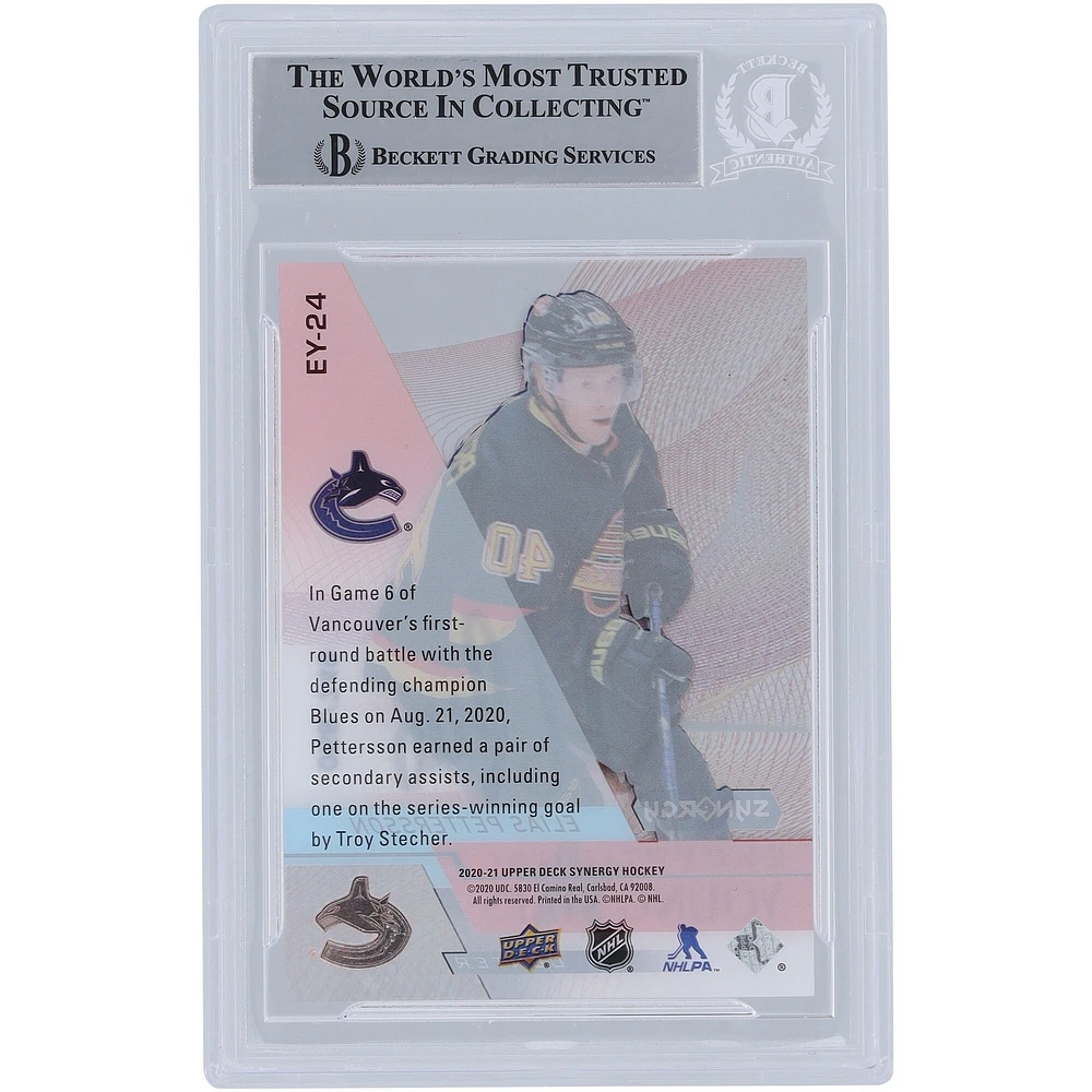 Elias Pettersson Vancouver Canucks Autographed 2020-21 Upper Deck Synergy Young Stars #EY-24 #/749 Beckett Fanatics Witnessed Authenticated Card