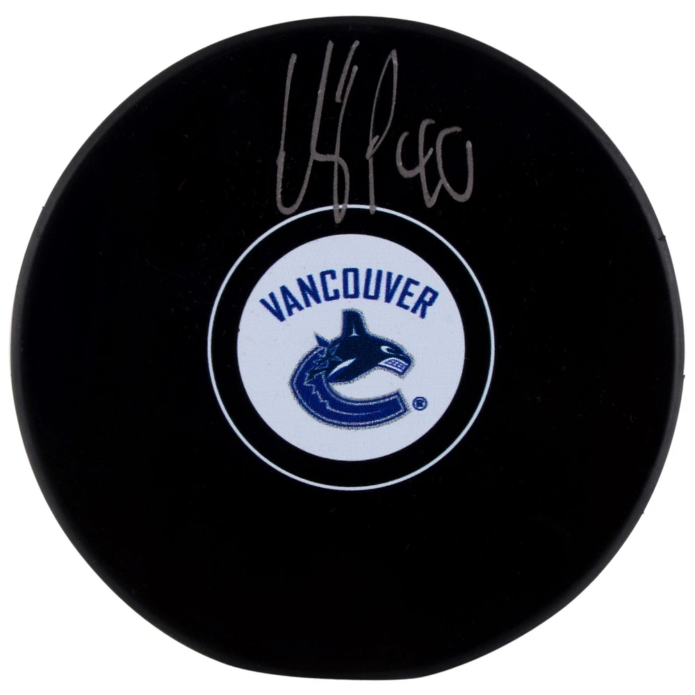 Elias Pettersson Vancouver Canucks Autographed Logo Puck