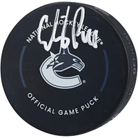 Rondelle de match officielle autographiée par Elias Pettersson des Canucks de Vancouver
